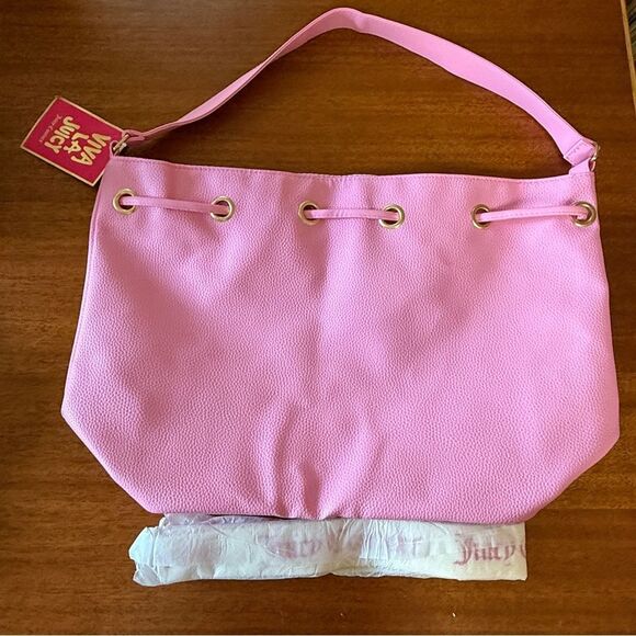 NWT Juicy Couture Pink Tote Bucket Bag Shoulder & Crossbody with Removable Strap - Picture 7 of 11